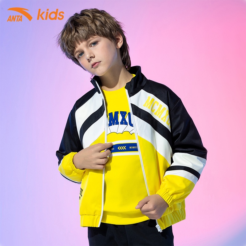 Áo khoác gió bé trai phối màu thời trang thương hiệu Anta Kids 352018201