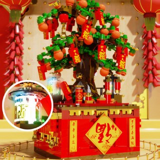 (CÓ SẴN) đồ chơi lắp ráp QL0987 mô hình cây quất ngày tết có đèn và nhạc cực xinh và chất, mẫu mới nhất 2021