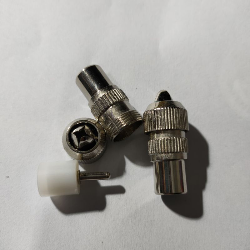 Combo 3 Đầu jack nối ăng ten, rắm cắm TV 9.5, Jack RF bằng inox loại đẹp , giắc cắm đực