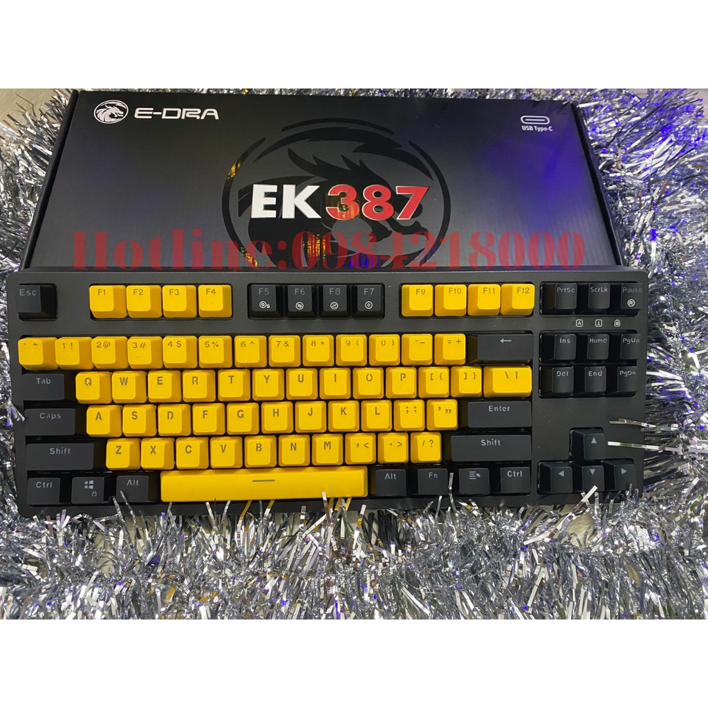 Bàn Phím Cơ EDRA EK387 Led Rainbow EDRA Switch - Dây Cap Typ C Cực Chất - Màu Đen - Phiên Bản Mới nhất 2022 - BH 2 năm