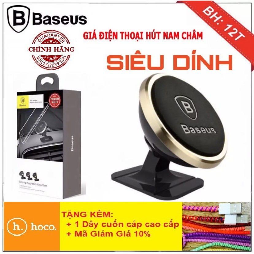 Bộ Đế Giữ Điện Thoại Baseus SUGENT-NT0VCAO CẤPGiá Đỡ Điện Thoại Hít Nam Châm Gắn Trên Ô Tô, Xoay 360 Độ - Bảo Hành 12T