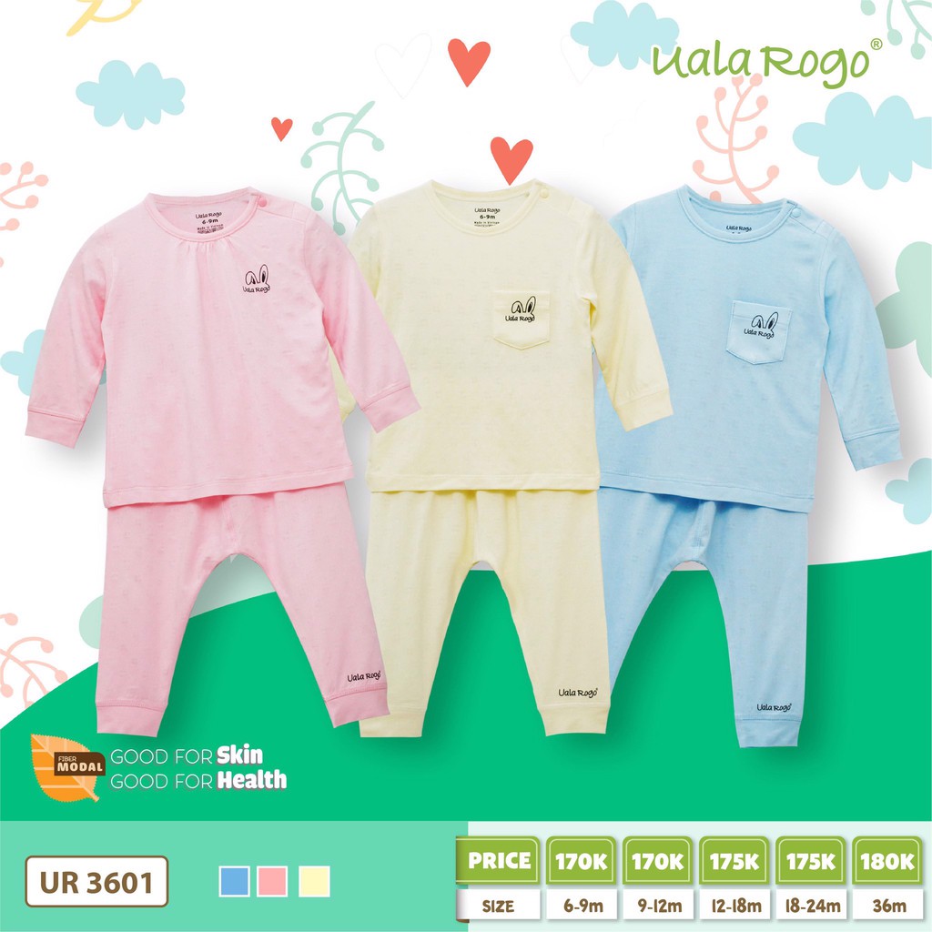 UALAROGO Bộ dài tay CV Modal trám hoa