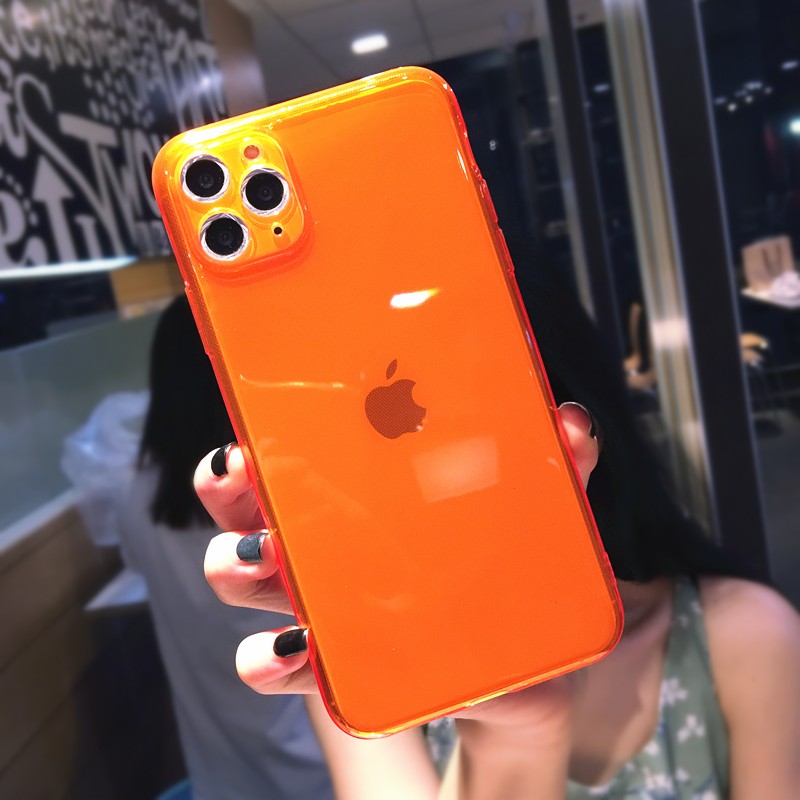 Ốp lưng silicon TPU mềm, huỳnh quang neon cho iPhone 7 8 Plus SE 11 12 Mini Pro XR X XS Max Ốp lưng siêu truyền hình Fundas