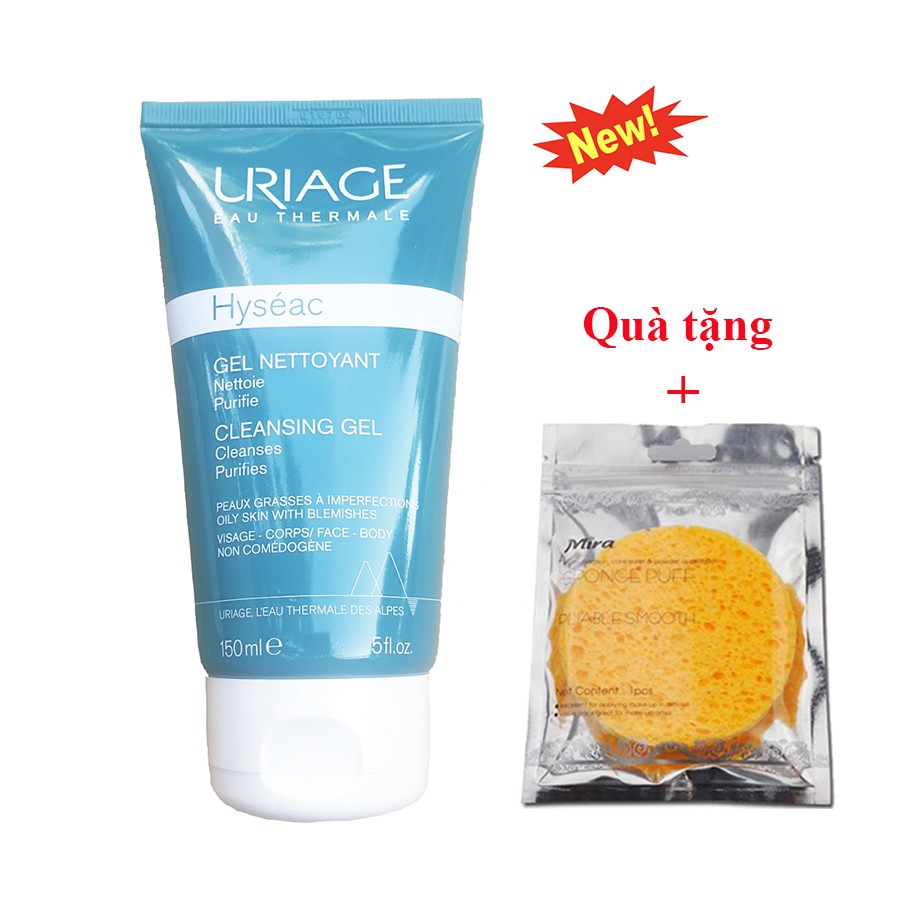 [Tặng bọt biển] Gel Rửa Mặt Cho Da Nhờn Mụn, Hỗn Hợp Uraige Hyséac Gel Nettoyant 150ml