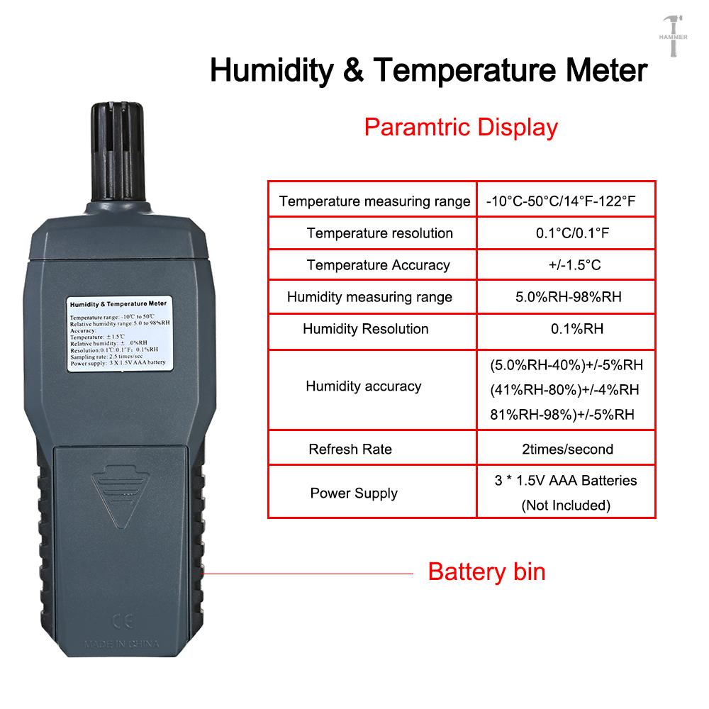 Máy đo nhiệt độ và độ ẩm chính xác cao màn hình LCD