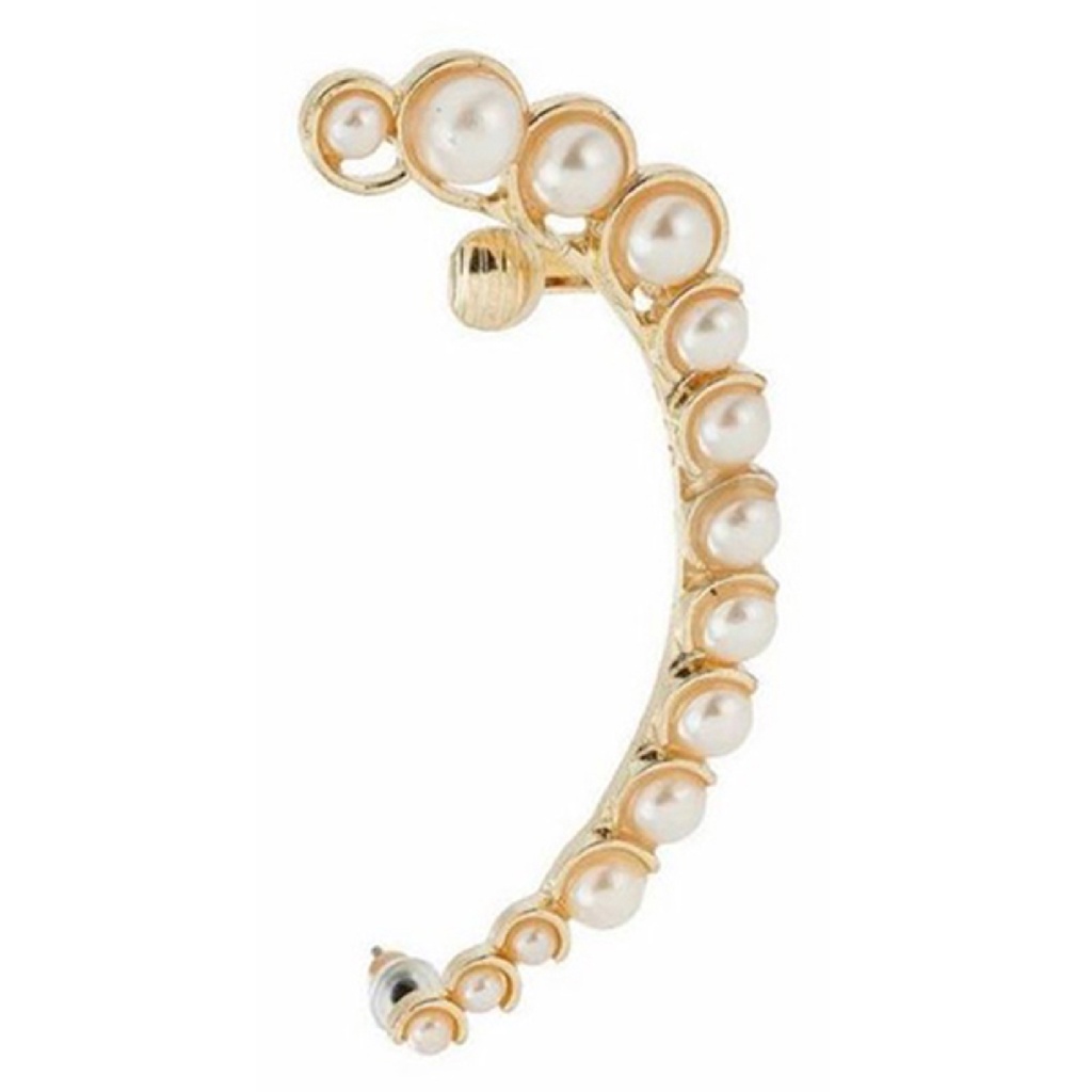 Khuyên tai liền vành đính ngọc trai thời trang cho nữ