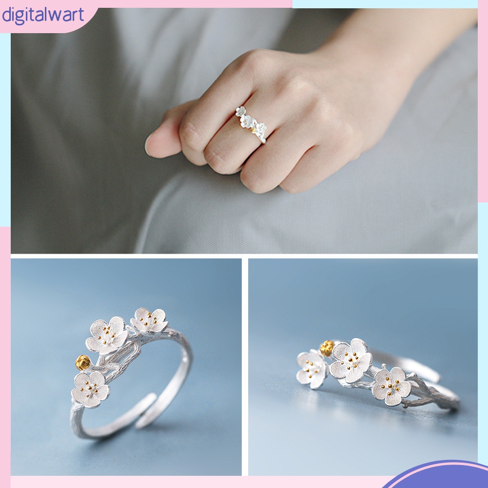 Nhẫn Hở Họa Tiết Hoa Mận Handmade Thời Trang Cho Nữ