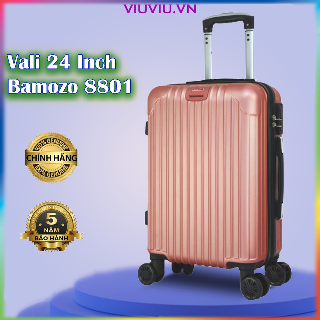 Vali Giá Rẻ Size 24 Inch Valy Kéo Nhựa Du Lịch Bền Đẹp Cao Cấp Chống Nước Chống Trộm Bảo Hành 5 Năm Bamozo 8801