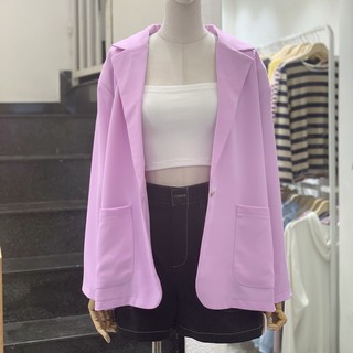 Áo blazer tím trơn tay dài hai túi hot trend