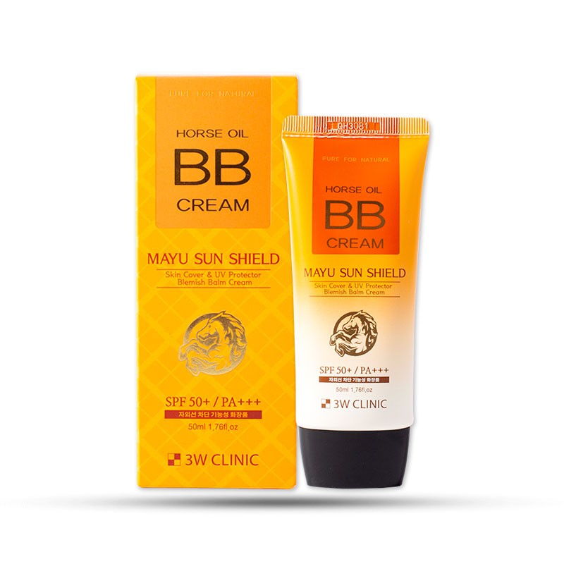 Kem nền trang điểm và ngăn ngừa lão hoa tinh chất dầu ngựa 3W CLINIC HORSE OIL BB CREAM 70ml - Hàn Quốc Chính Hãng