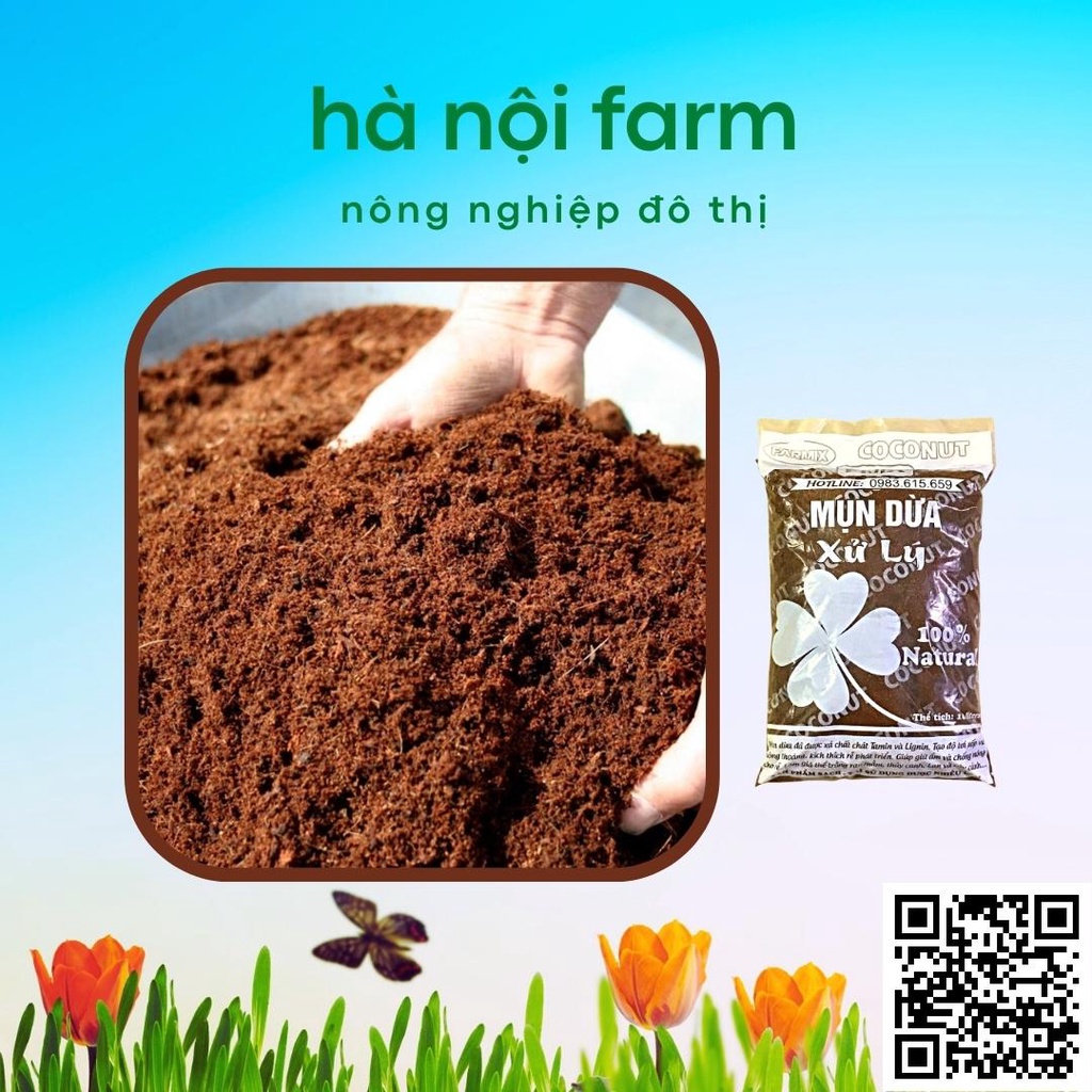 Mùn Dừa, Xơ Dừa Đã Qua Xử Lý - Túi 10lit . Trồng Rau Sạch, ươm hạt