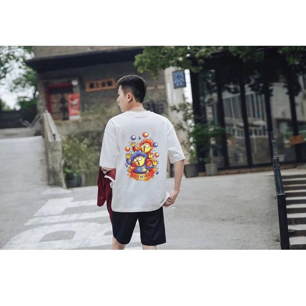 ÁO THUN UNISEX GEMINI SONG TỬ 12 CUNG HOÀNG ĐẠO AOMI 8058MS TAY NGẮN TAY LỠ NAM NỮ CHẤT VẢI LOẠI MỘT