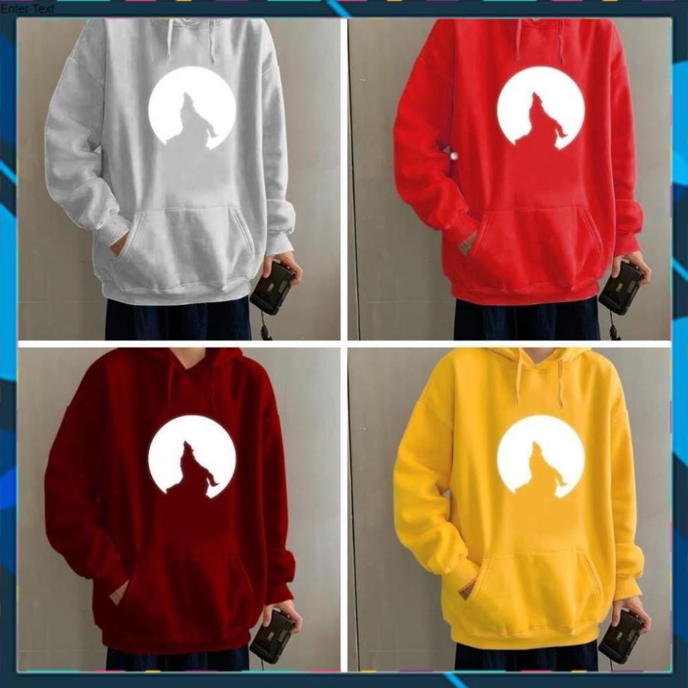 - Áo khoác hoodie phản quang - Áo nỉ Sói Hú dày 2 lớp êm ái, Freesize Unisex cho nam và nữ - KN30 .