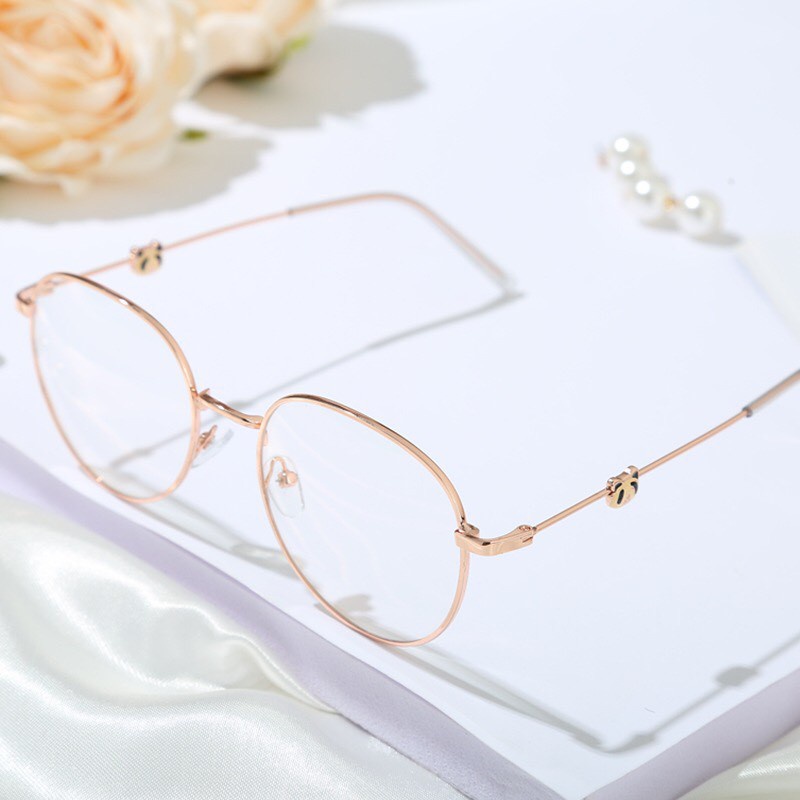Mắt kính gọng kim loại form tròn gấu trúc siêu dễ thương hot trend- Hata24h