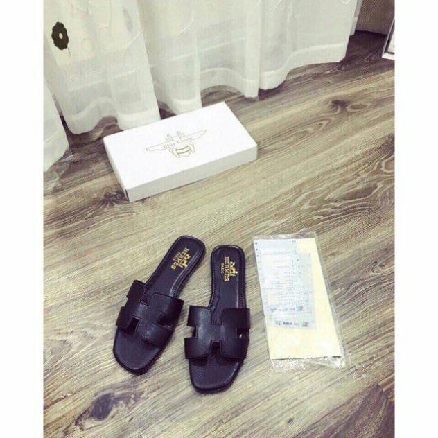 Dép Lê da nữ  chữ H trơn lót may viền chắc chắn, đôi dép Huyền thoại thời  trang truyền thống