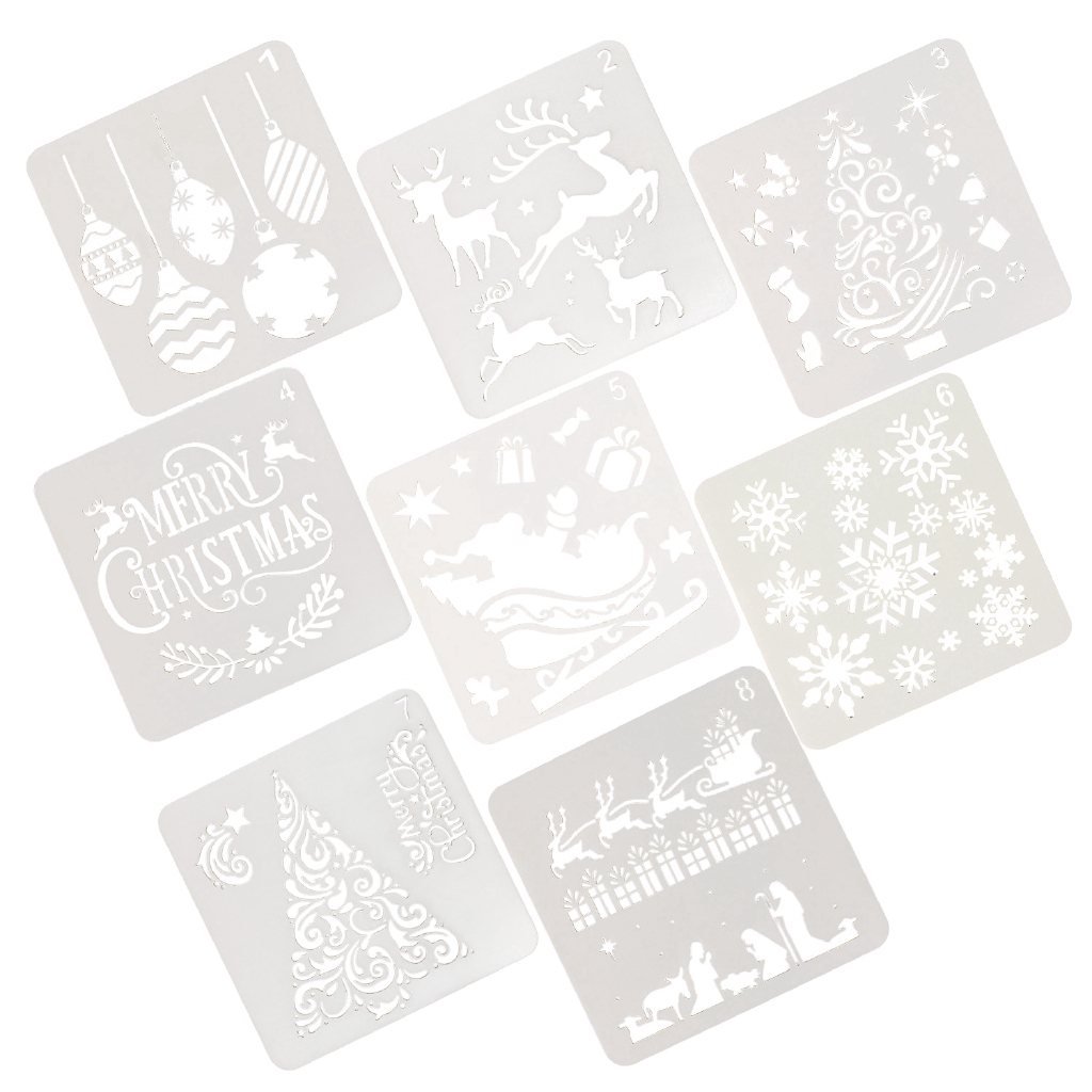 Set 8 khuôn dập nổi họa tiết trang trí chủ đề giáng sinh 13cm DIY