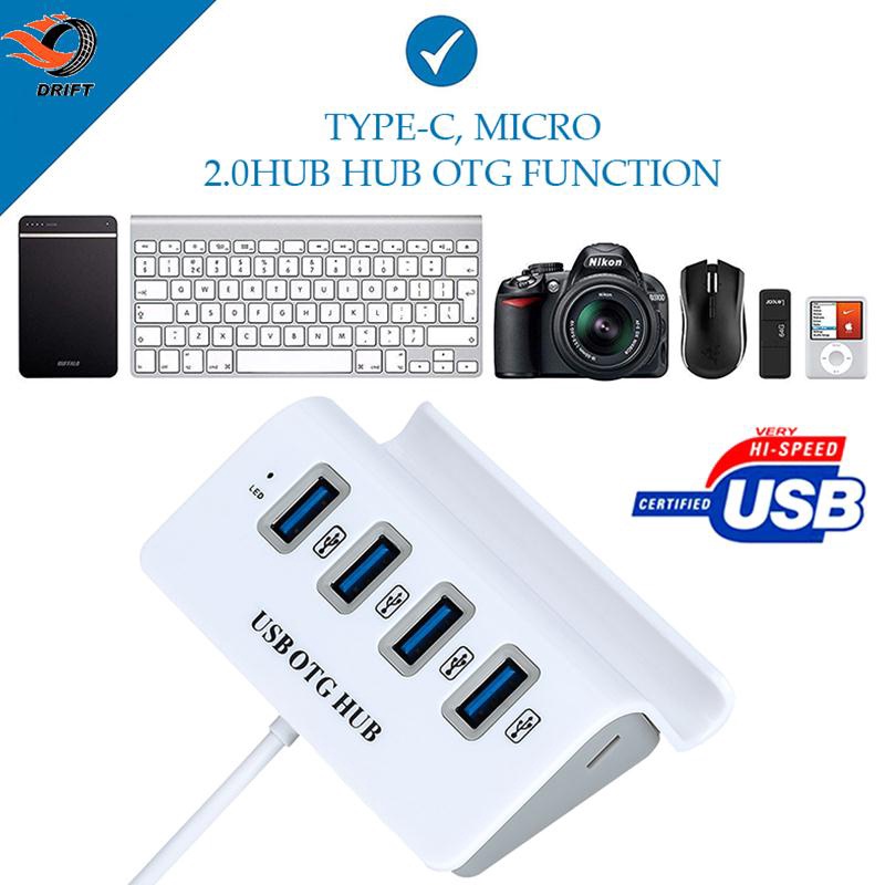 Bộ Chia 4 Cổng USB OTG HUB Micro/Type-C OTG Connectors PC Durable