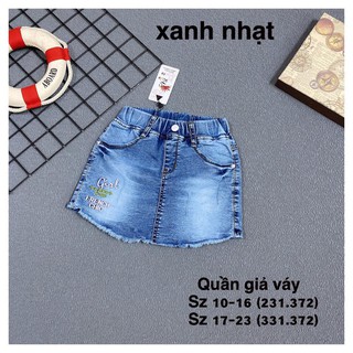 Quần short jean giả váy bé gái