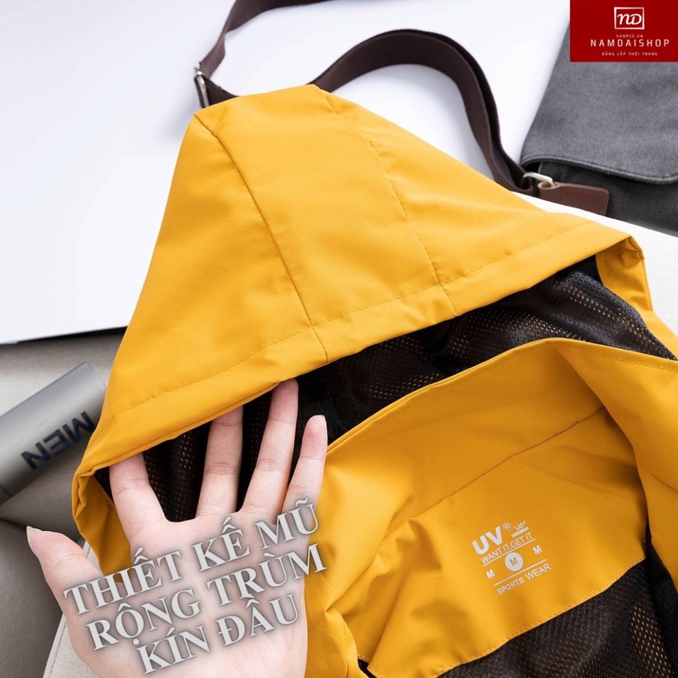 Áo gió nam chống nước cao cấp 2 lớp vải tráng bạc, chống mưa, chống gió, chống nắng hoàn toàn