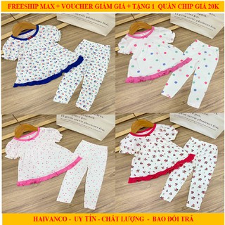Bộ thun cotton bé gái ngắn tay quần dài từ 8 đến 22 kg Haivanco mềm mại, thoáng mát đi học đi chơi đều đẹp