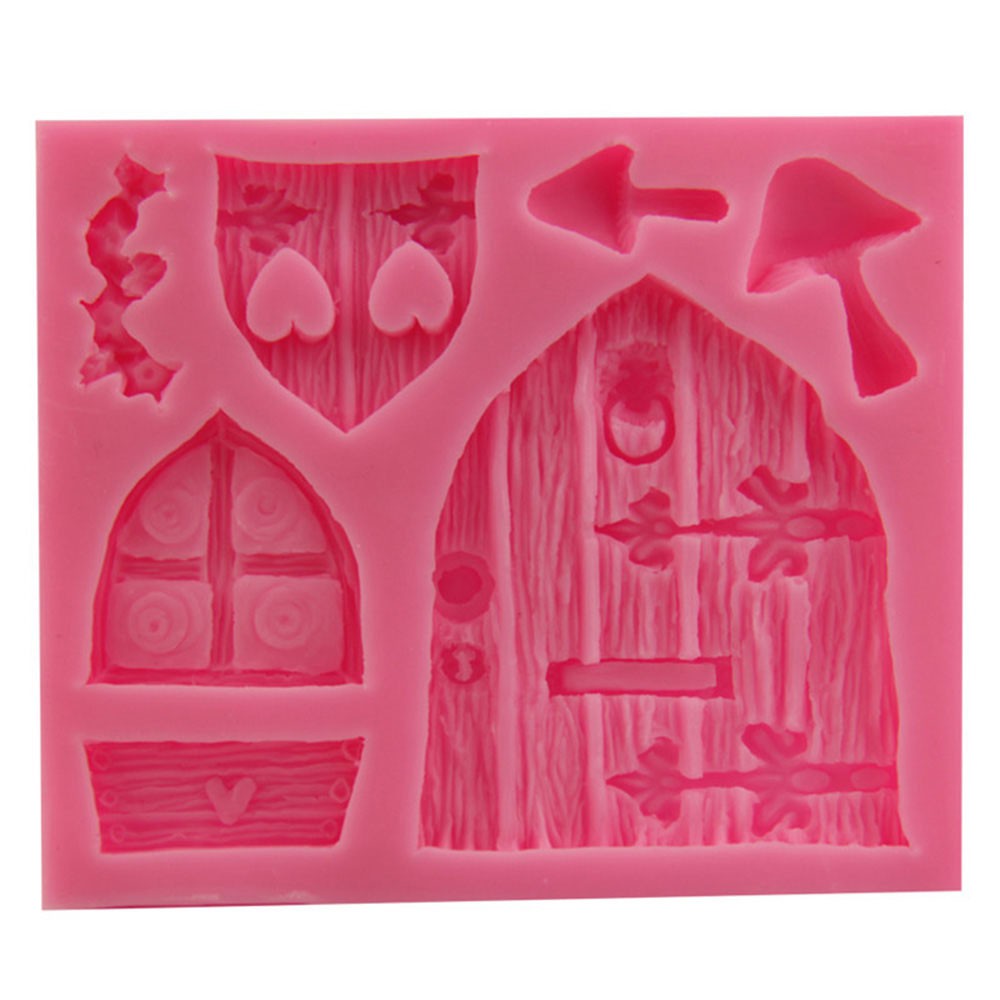 EPOCH Tools Cake Mold Top 3D Mold Wooden Decorating Baking Mould Kitchen Supplies House Cartoon Fairy House Door/Multicolor