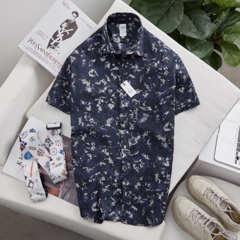 Áo sơ mi nam ngắn tay vải kate cotton HỌA tiết trẻ trung thoáng mát