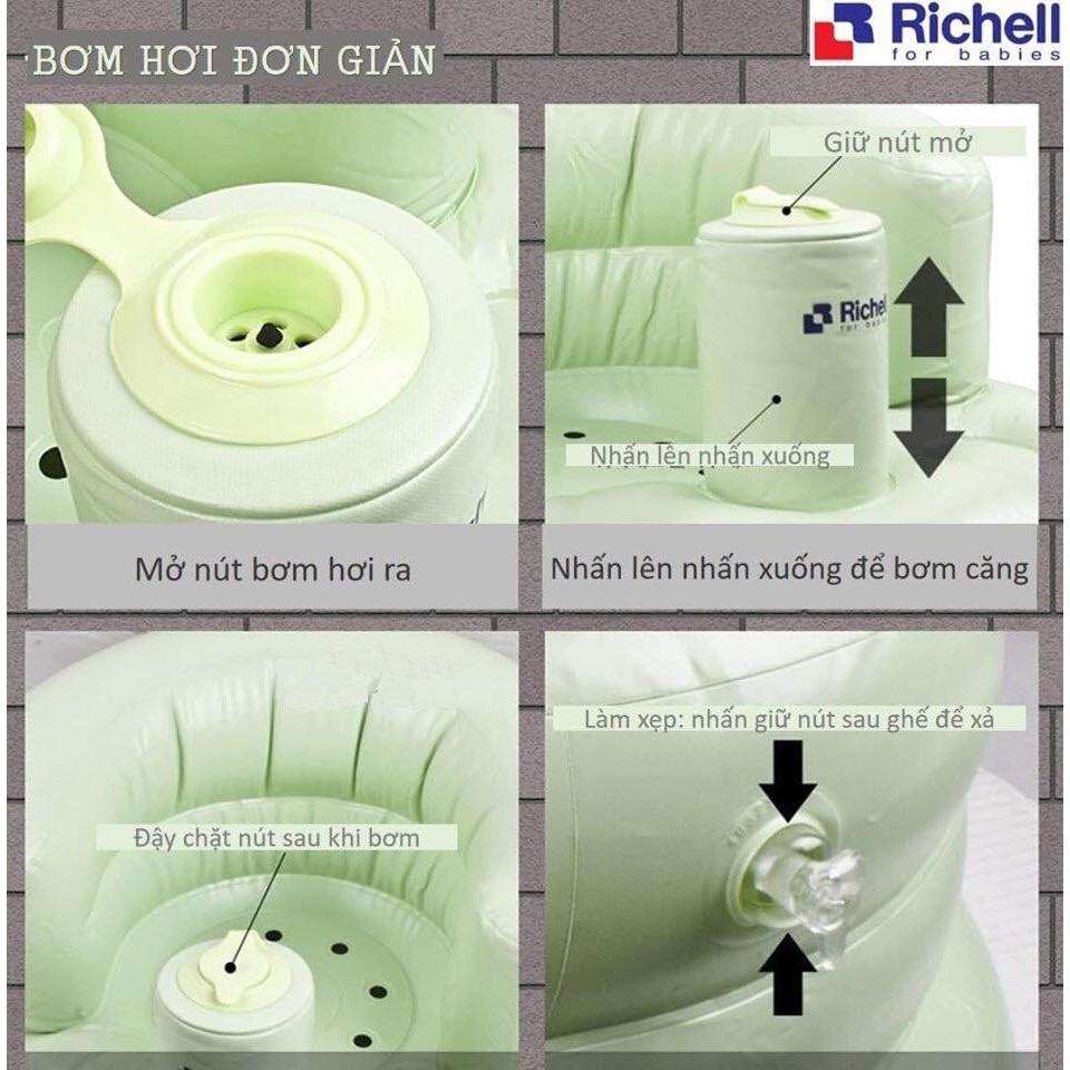 Ghế Hơi Tập Ngồi Richell Nhật Bản an toàn cho bé