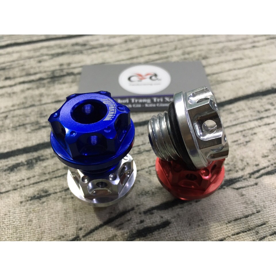 ốc nắp nhớt nhôm kiểu vương miện màu - thailand