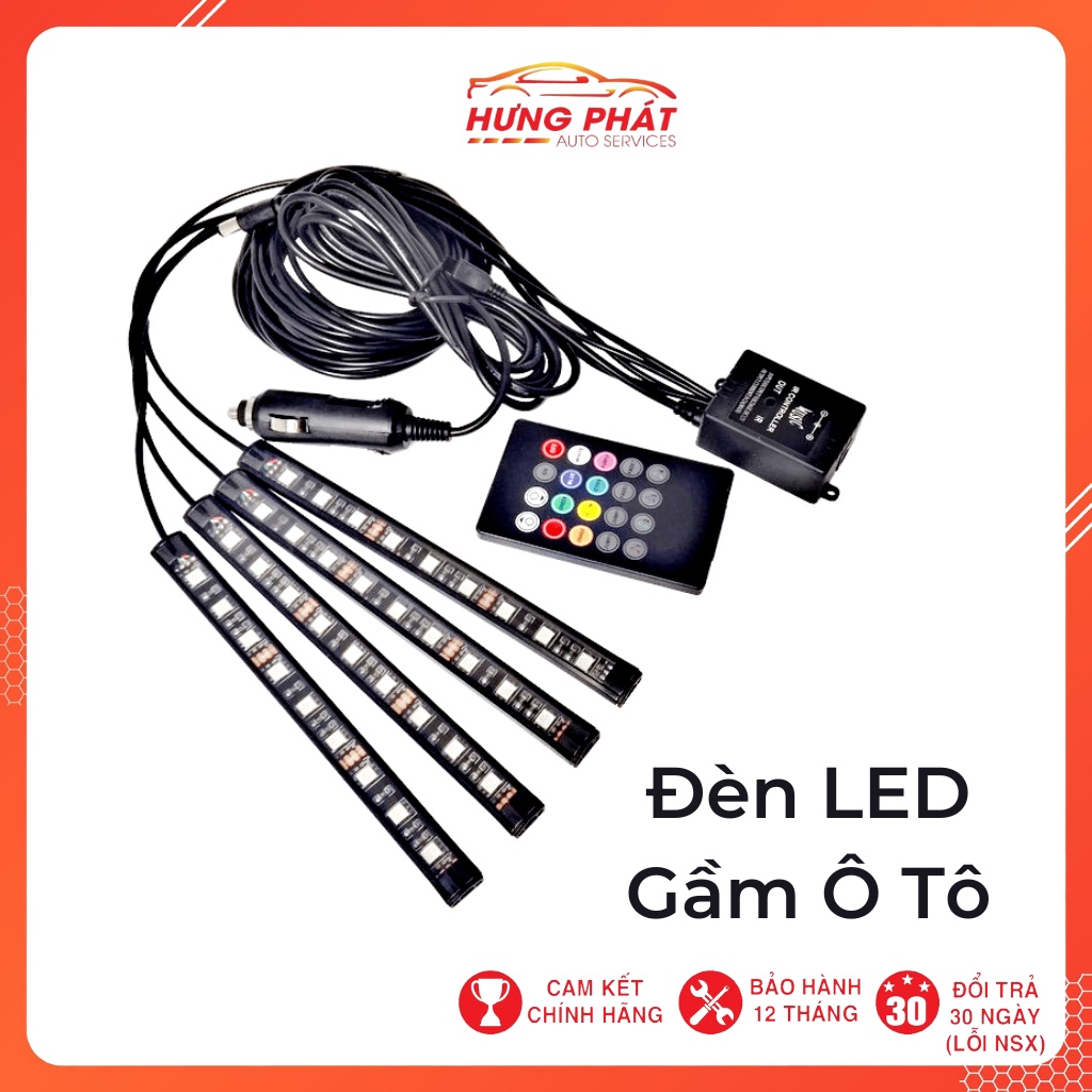 Đèn Led gầm ghế ô tô Loại 12 Mắt Có Điều Khiển Cao Cấp - Ánh sáng tuỳ chỉnh nhiều màu sắc - Nháy theo nhạc