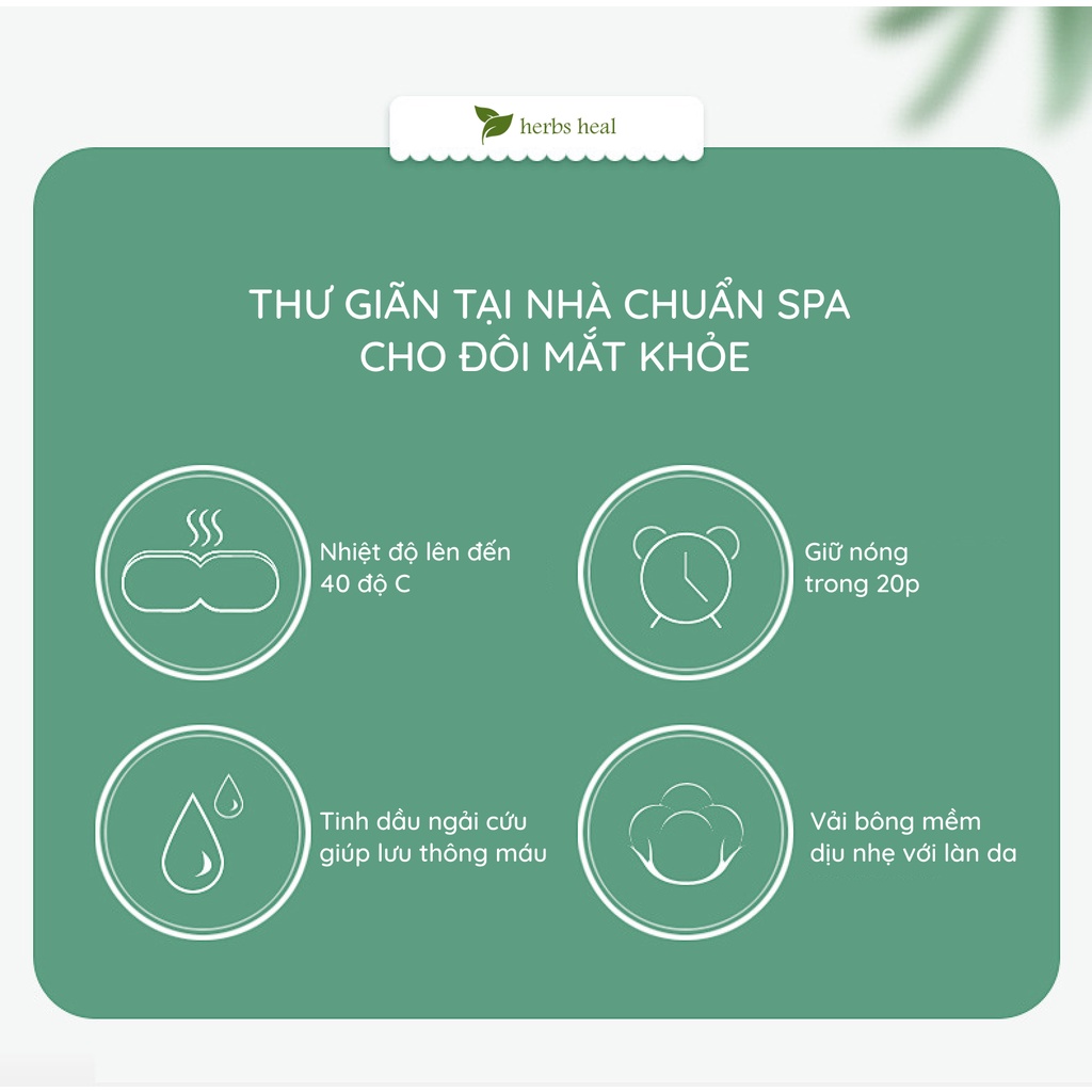 Herbs heal - Mask mắt ngải cứu chườm nóng - mặt nạ xông mắt hơi nước giảm quầng thâm, mỏi mắt, giúp dễ ngủ