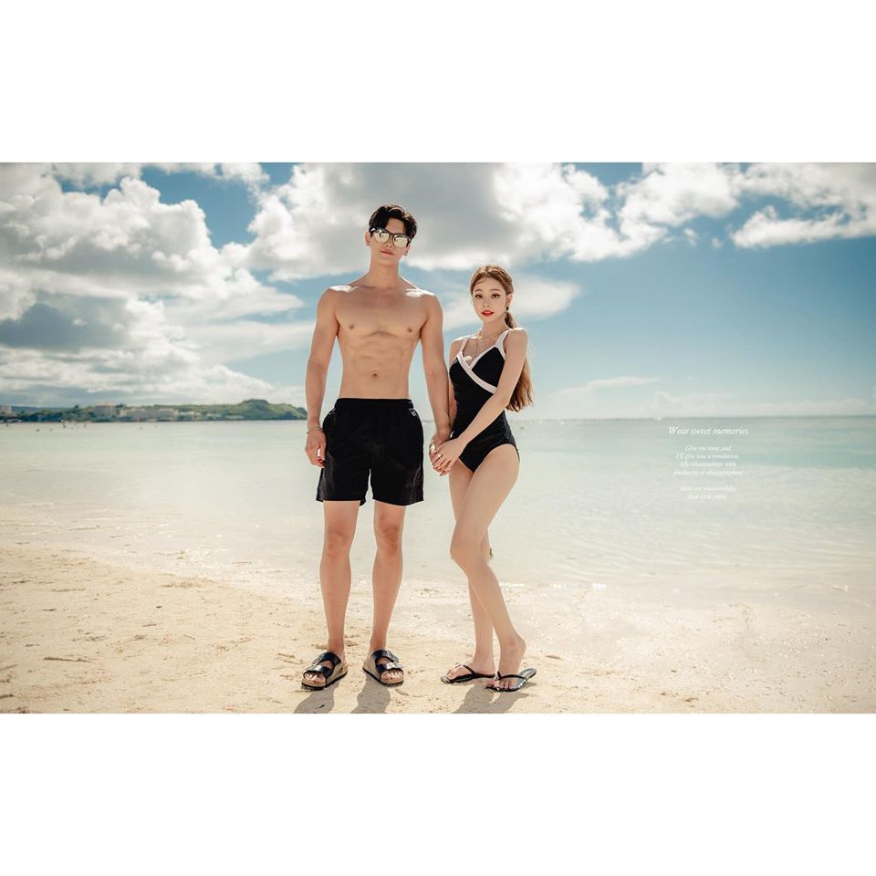 Bikini đen trắng độc đáo kiểu mới Hàn Quốc, một mảnh giấu bụng nâng ngực, bikini cặp đôi