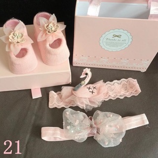 Set tất kèm băng đô cho bé sơ sinh