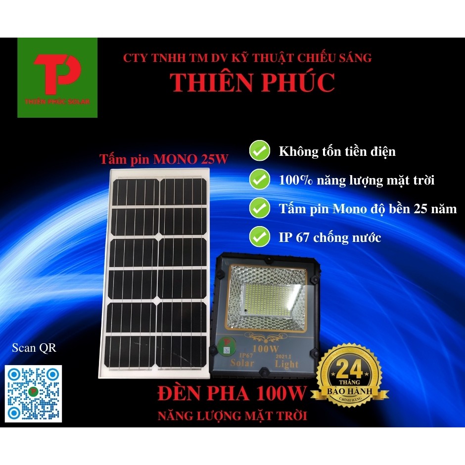 Đèn Pha 300W Tấm pin Mono 50W mẫu Mới 2021 Năng Lượng Mặt Trời - Thiên Phúc Solar