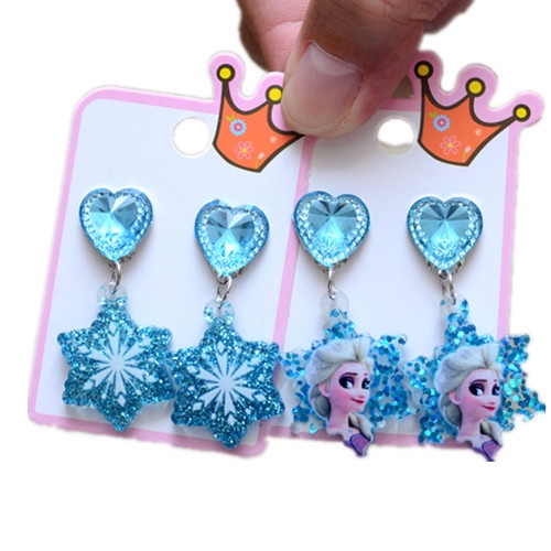 Khuyên Tai Họa Tiết Hoạt Hình Công Chúa Elsa Dễ Thương Cho Bé Gái