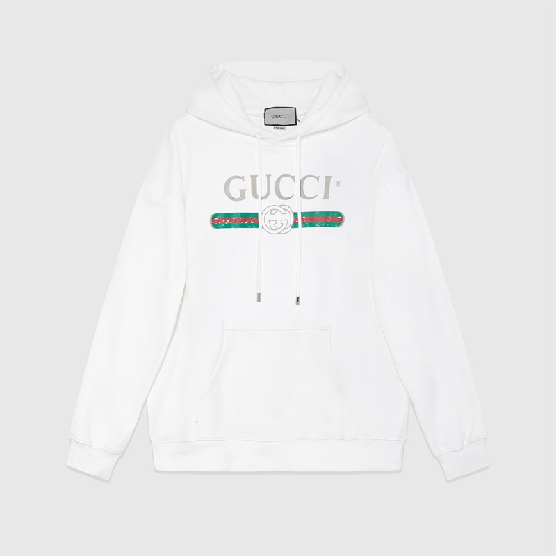 Gu Áo sweater Chui Đầu Mùa Thu Có Mũ Trùm Đầu In logo Chữ Kỹ Thuật Số Màu Đỏ Và Xanh Lá Cổ Điển