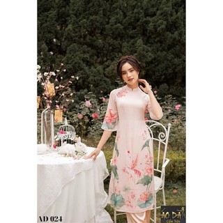 (Gía huỷ diệt) Áo dài Cẩm Vân hoạ tiết tiểu thư sang chảnh mã AD0024