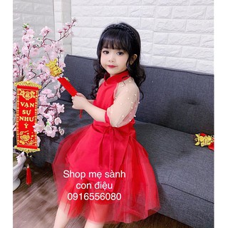 Combo set vay cach tan va vay nhung do kem mu
