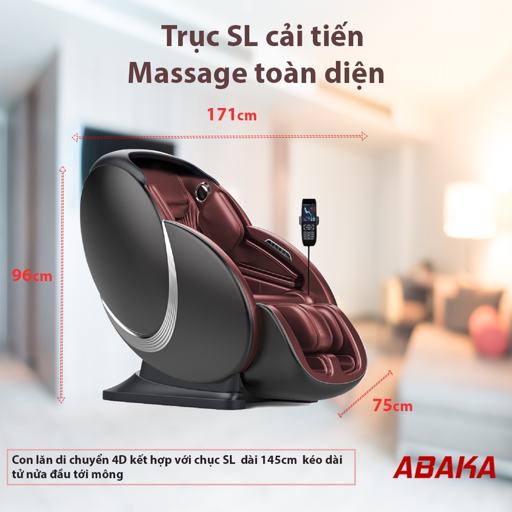 Ghế massage ABAKA K3 - Ghế mát xa thế hệ mới với con lăn 4D di động thông minh - Thiết kế thời thượng - Bảo hành 6 Năm
