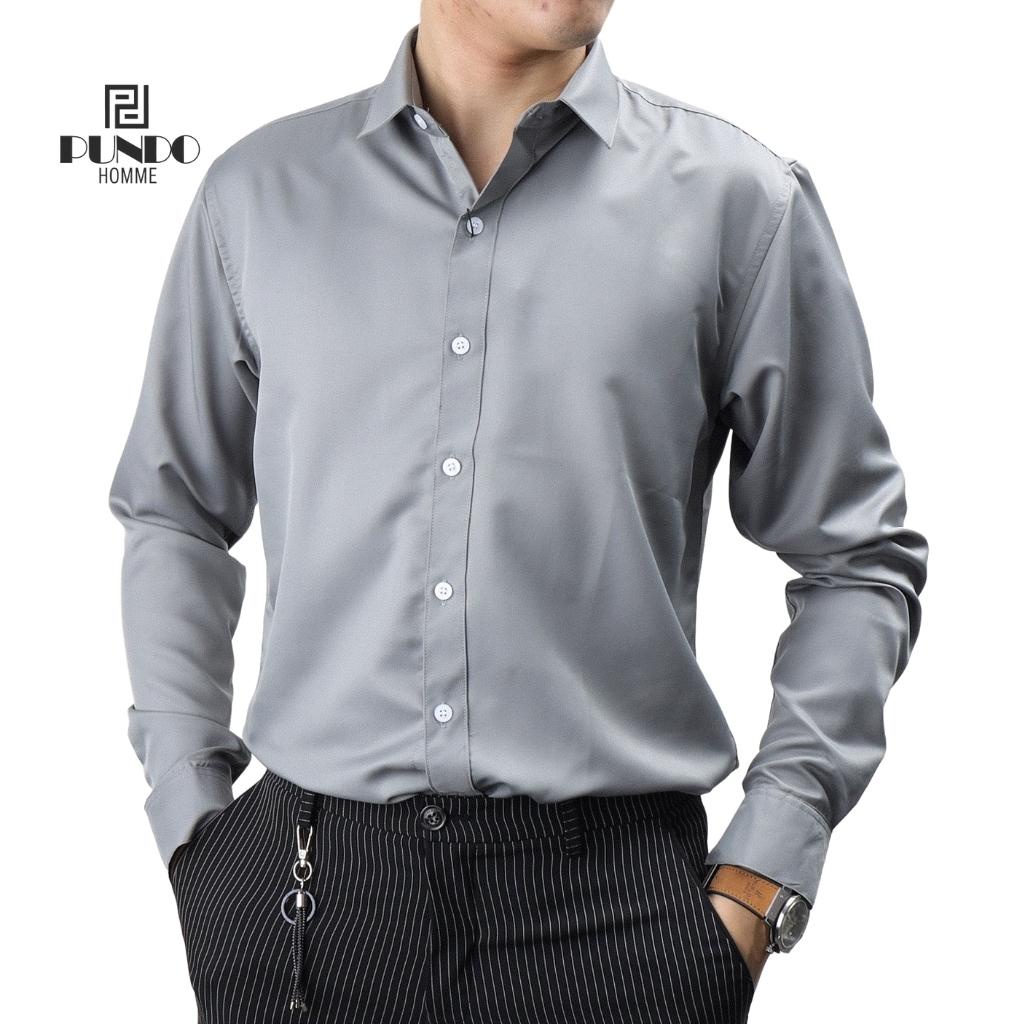 Áo sơ mi nam dài tay cổ bẻ , chất kate lụa mịn , thấm hút mồ hôi Pundohomme ASMPD02