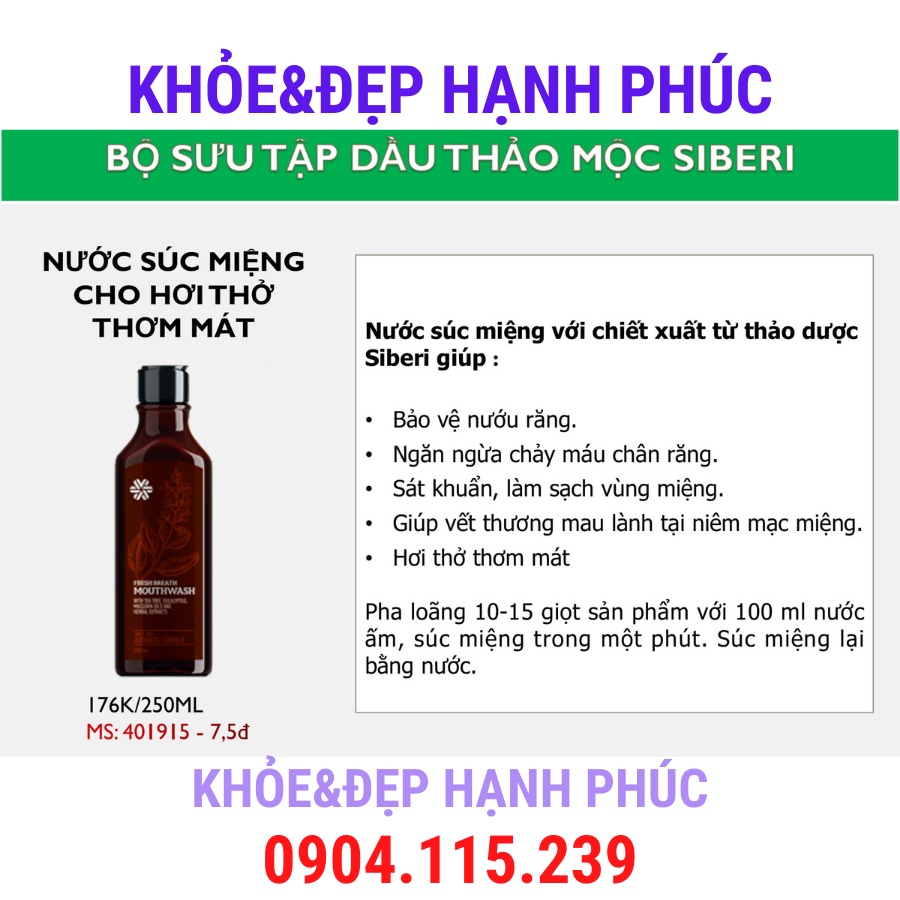 Nước súc miệng SIBERIAN WELLNESS Fresh Breath Mouthwash – 250 ml/chai