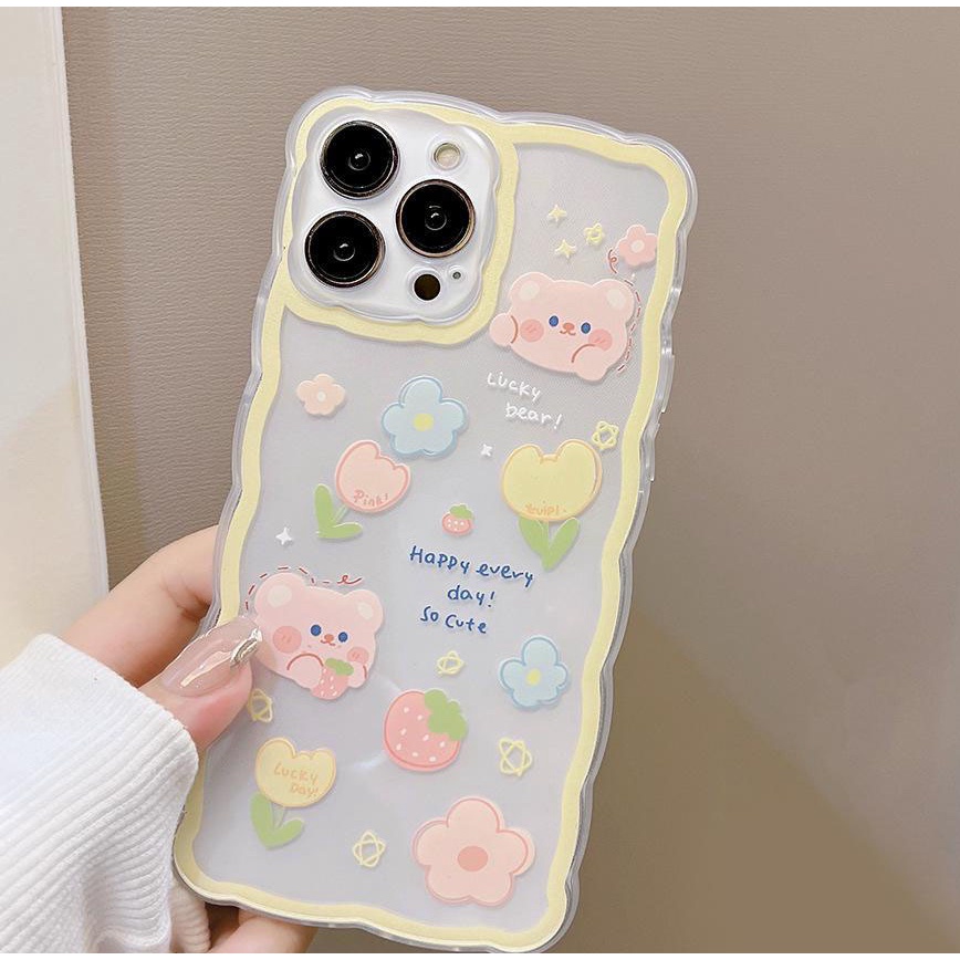 Ốp lưng IPhone trong lượn sóng Lucky Bear 6/6s/6plus/6splus/7/7plus/8/8plus/xs/11/12/13/14/pro/max/plus/promax TLS29