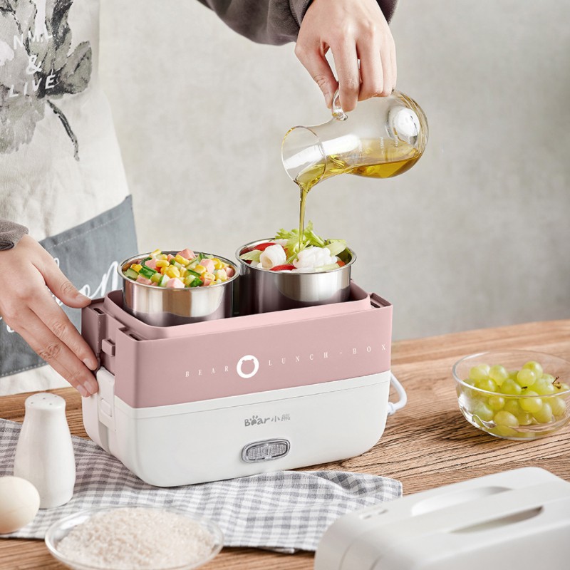Hộp cơm cắm điện cao cấp DFH-B17H1, nấu chín, hâm nóng, giữ nhiệt cho thức ăn, 2 tầng Hàng Chính Hãng Bear | BigBuy360 - bigbuy360.vn