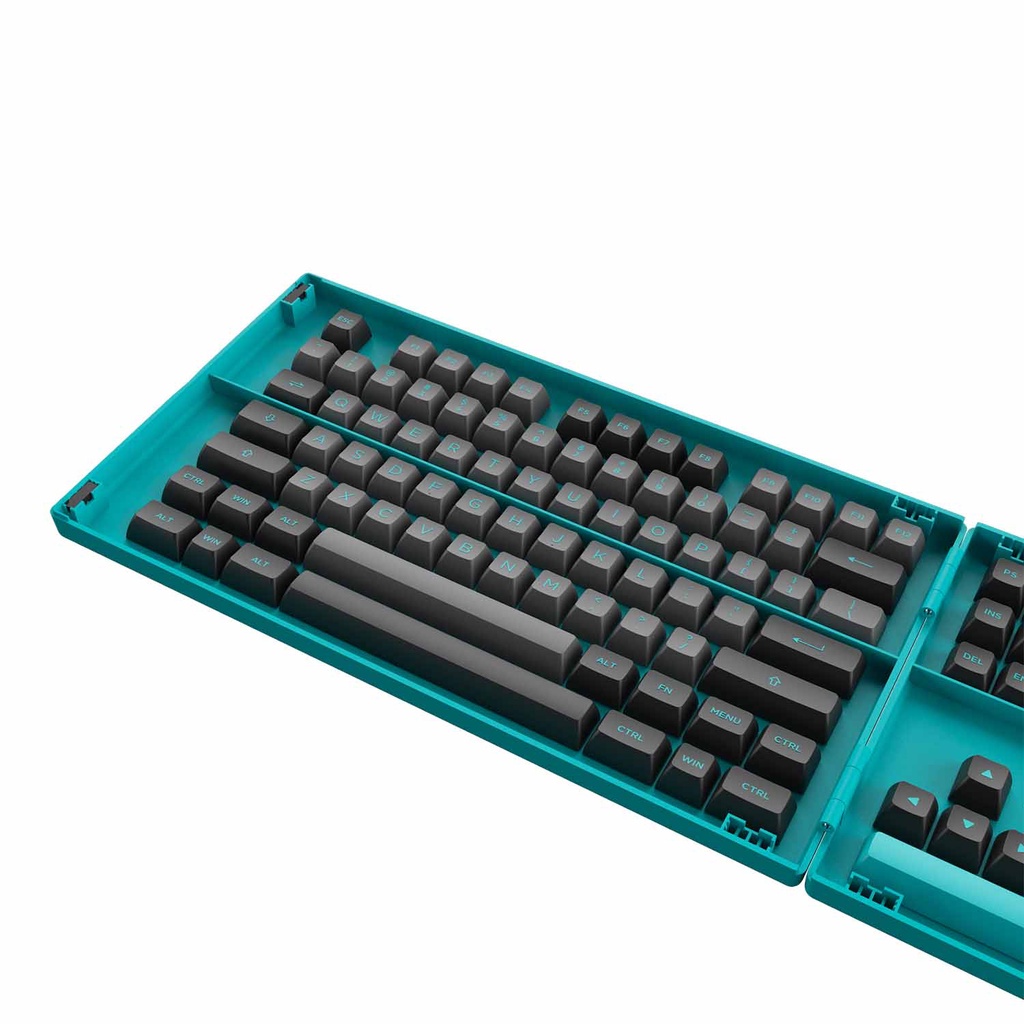 Keycap AKKO Set Black & Cyan PBT Double-Shot ASA Profile 197 nút