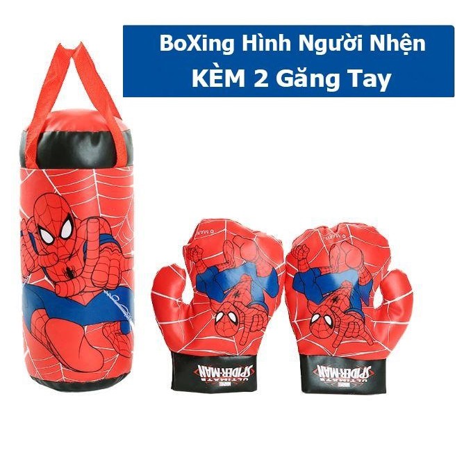 ❤️ BỘ túi Đấm Bốc Boxing Người Nhện + Tặng 2 Găng Tay Cho Bé chất liệu da mềm an toàn cho bé khi chơi