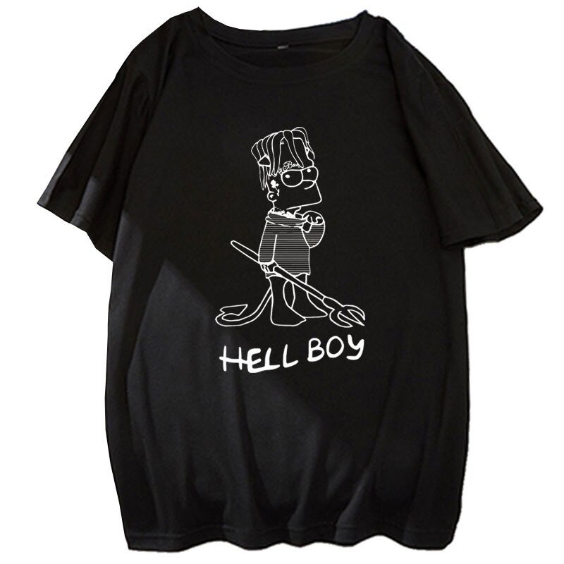 Áo Thun In Lil peep Hellboy Hell Boy Harajuku Thời Trang Mùa Hè Giản Dị Dành Cho Nam Nữ 2021