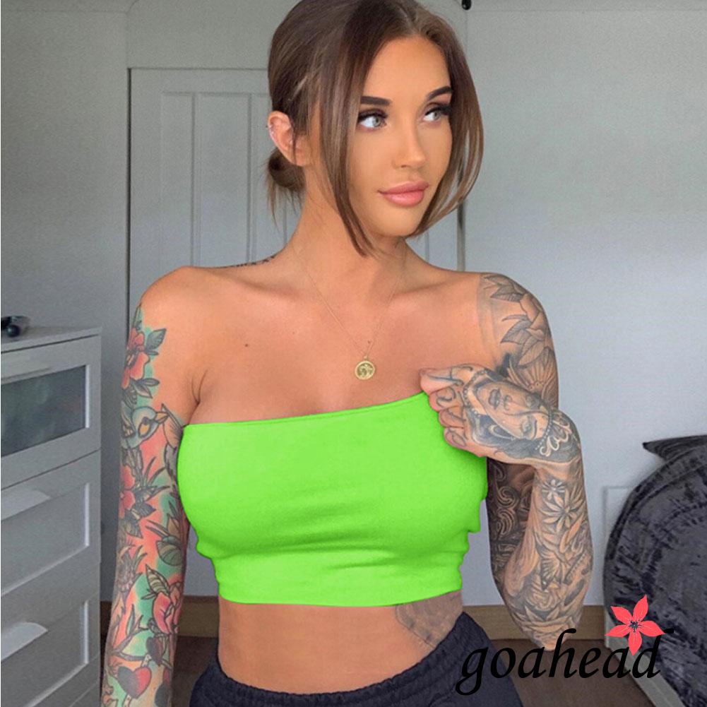 Áo ống croptop thiết kế liền mạch co giãn màu trơn | BigBuy360 - bigbuy360.vn