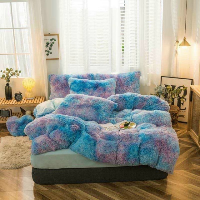 Set chăn ga Nỉ lông tim Design cá tính.