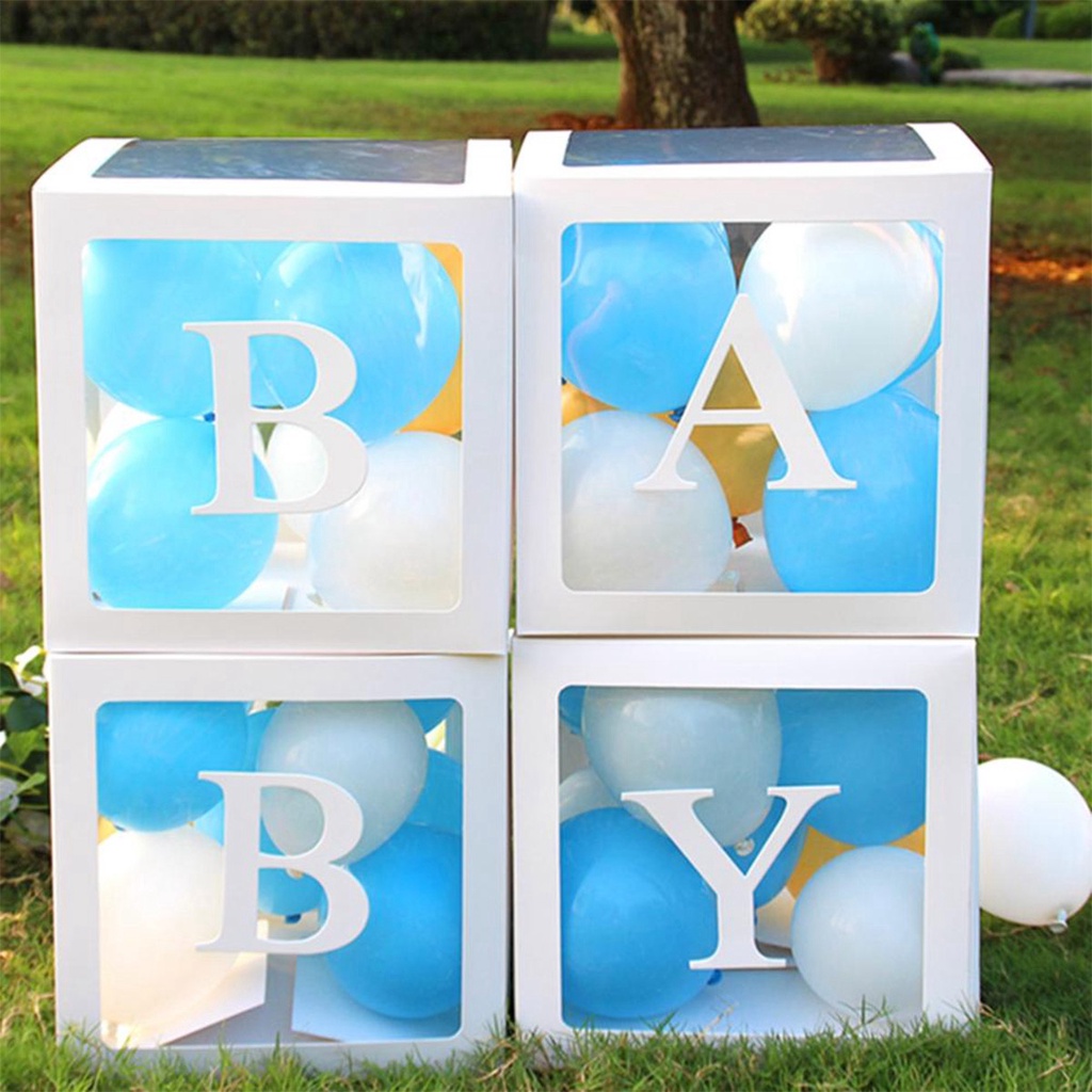Hộp Bóng Bay Trong Suốt Hình Chữ Cái A-Z Và Trái Tim 30x30CM Dùng Trang Trí Tiệc Cưới Sinh Nhật DIY