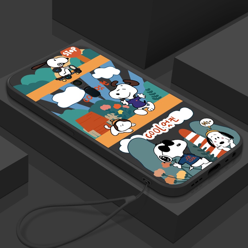 Ốp Điện Thoại Silicon In Hình Snoopy Có Dây Đeo Cho Redmi 10 Redmi 9 Redmi 8 Redmi 7