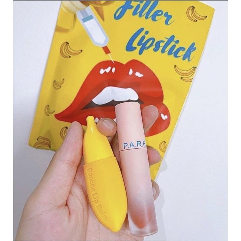 ☀[CÓ SẴN] Son Filler Collagen Chuối Khử Thâm Parea cùng son màu Chu Lipstick🍎